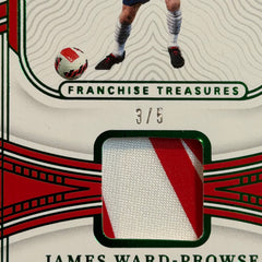 2022 James Ward-Prowse England Panini National Treasure Road to FIFA World Cup Dual Color Patch /5 Card (03/05)