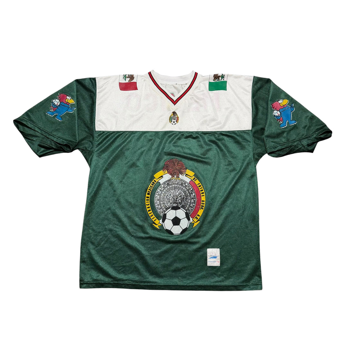 1998 France World Cup Mexico Logo Footix Mexican Flag Jersey