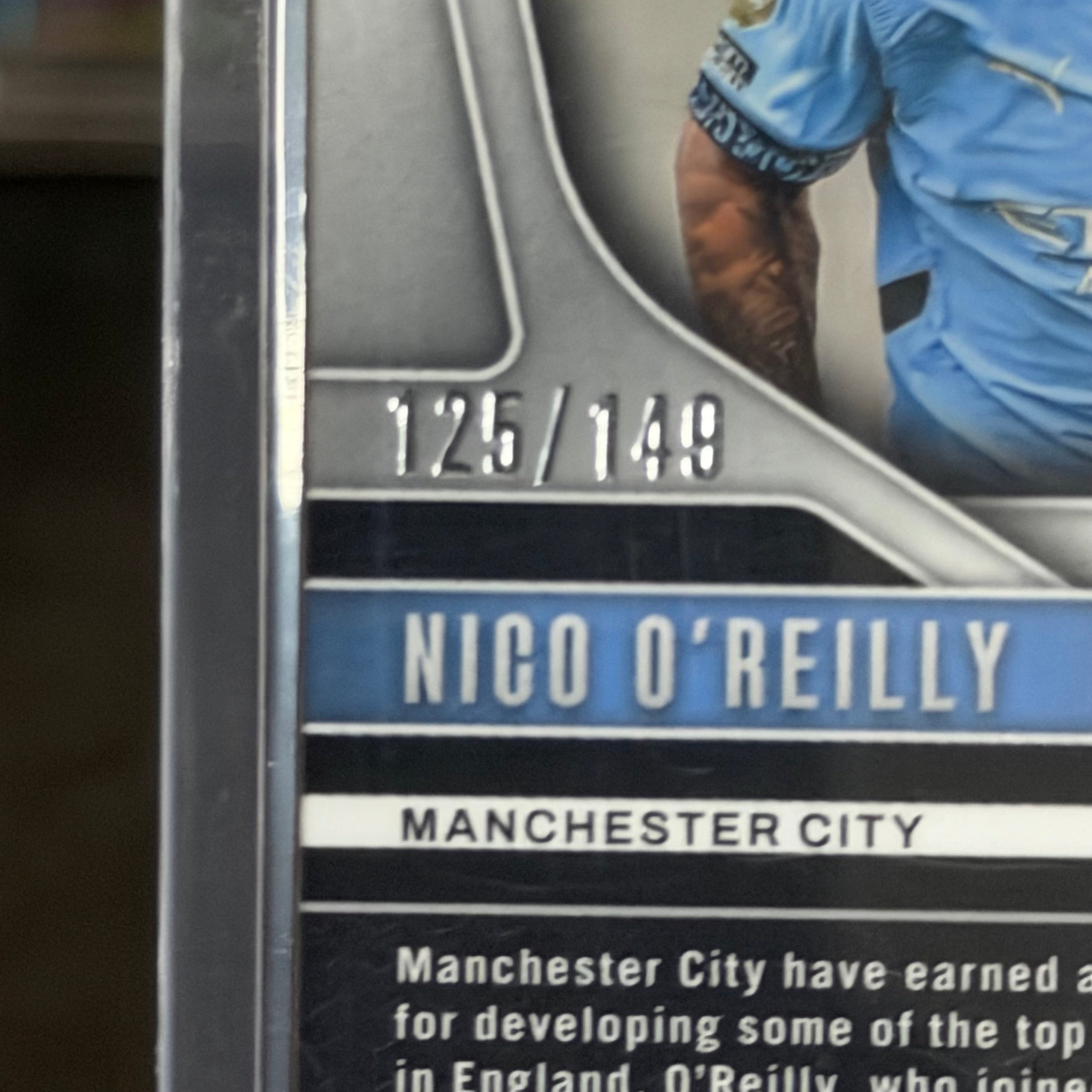 2024-25 Panini Nico O’Reilly Manchester City EPL Pink Breakaway RC /149 Card (125/149)