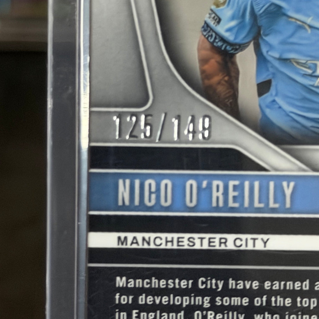 2024-25 Panini Nico O’Reilly Manchester City EPL Pink Breakaway RC /149 Card (125/149)