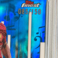 2024-25 Mohamed Salah Liverpool FC Topps Finest UEFA Symphony Blue Refractor /150 PSA 8 Pop 1 Card (85/150)