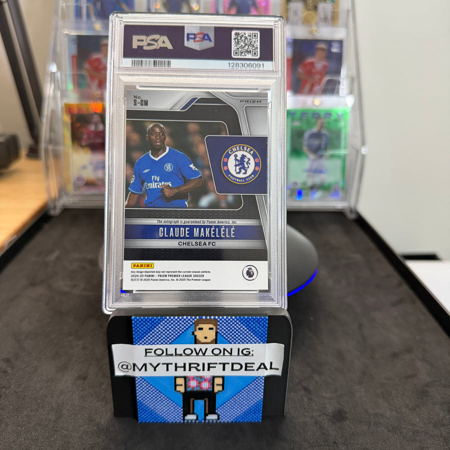 2024-25 Panini Prizm Claude Makelele Chelsea EPL Autograph PSA 10 Green Pulsar Pop 1 Card