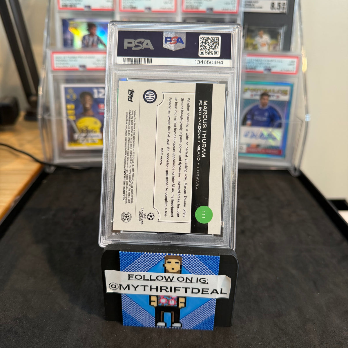2024-25 Marcus Thuram Inter Milan Topps Chrome UEFA Gold /50 PSA 9 Pop 1 Card (42/50)