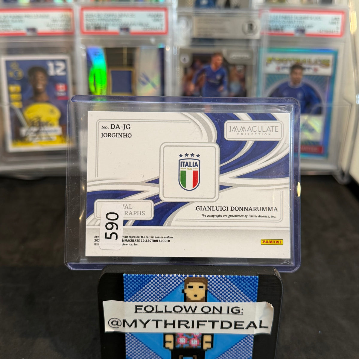 2024-25 Jorginho x Gianluigi Donnarumma Italy Panini Immaculate Collection Dual Autograph /10 Card (06/10)