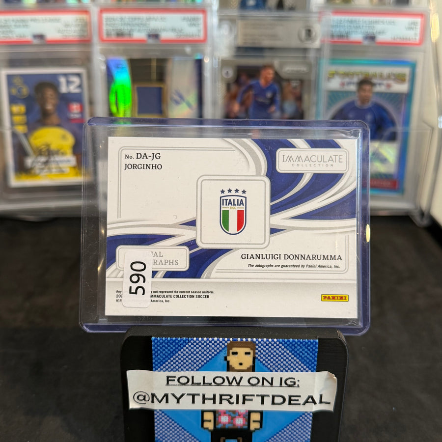 2024-25 Jorginho x Gianluigi Donnarumma Italy Panini Immaculate Collection Dual Autograph /10 Card (06/10)