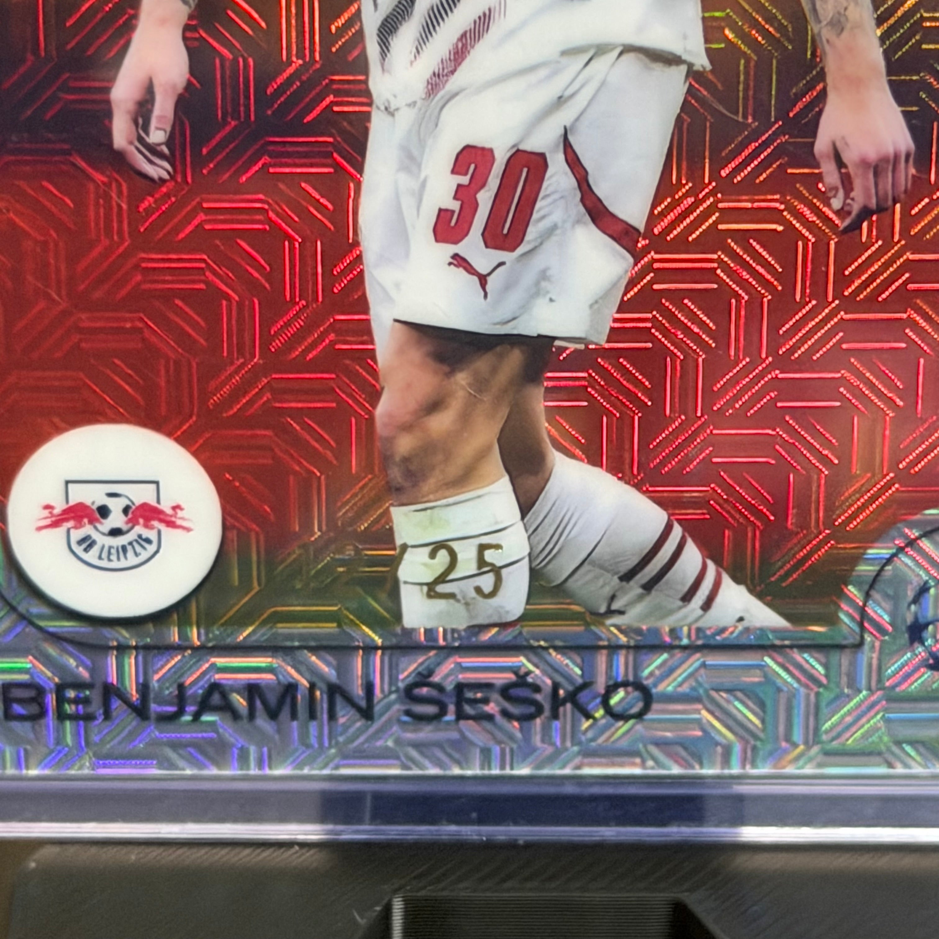 2025 Topps Benjamin Sesko RB Leipzig Bundesliga Orange Mojo /25 Card (12/25)