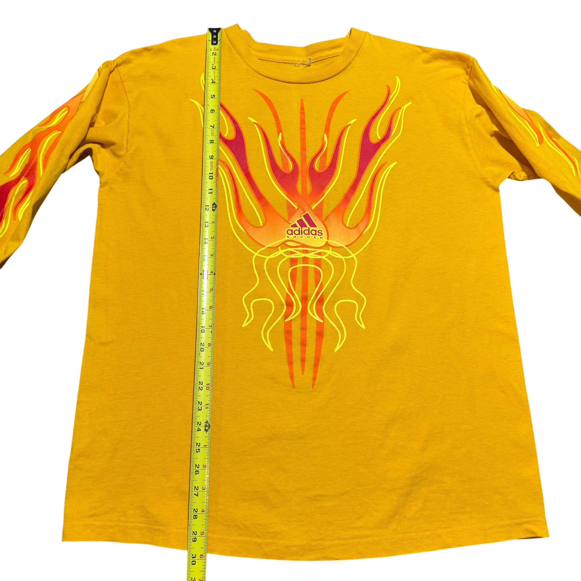 2000s Adidas Soccer Flames Harley Style Yellow Longsleeve