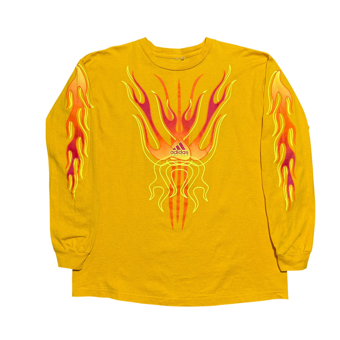 2000s Adidas Soccer Flames Harley Style Yellow Longsleeve