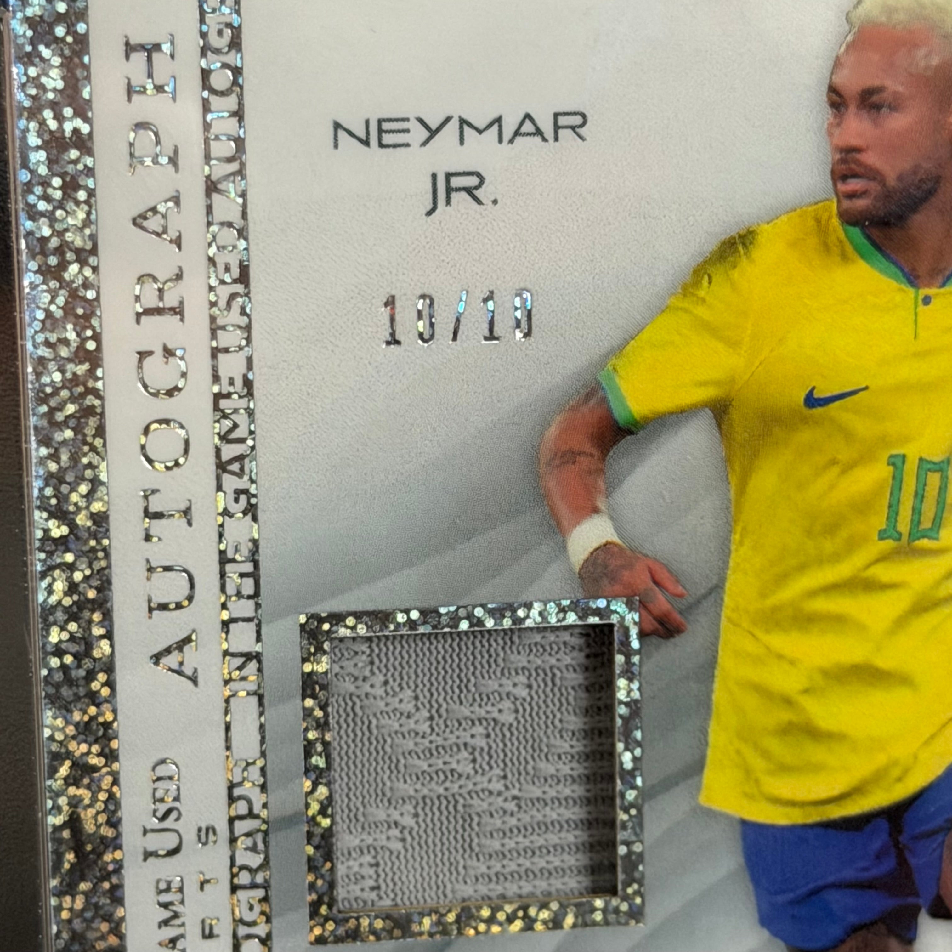2025 Neymar Jr Brazil Autograph Game Worn Patch Jersey Match Bookend Triple Match /10 Card Leaf (10/10)