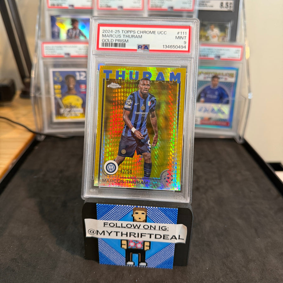 2024-25 Marcus Thuram Inter Milan Topps Chrome UEFA Gold /50 PSA 9 Pop 1 Card (42/50)