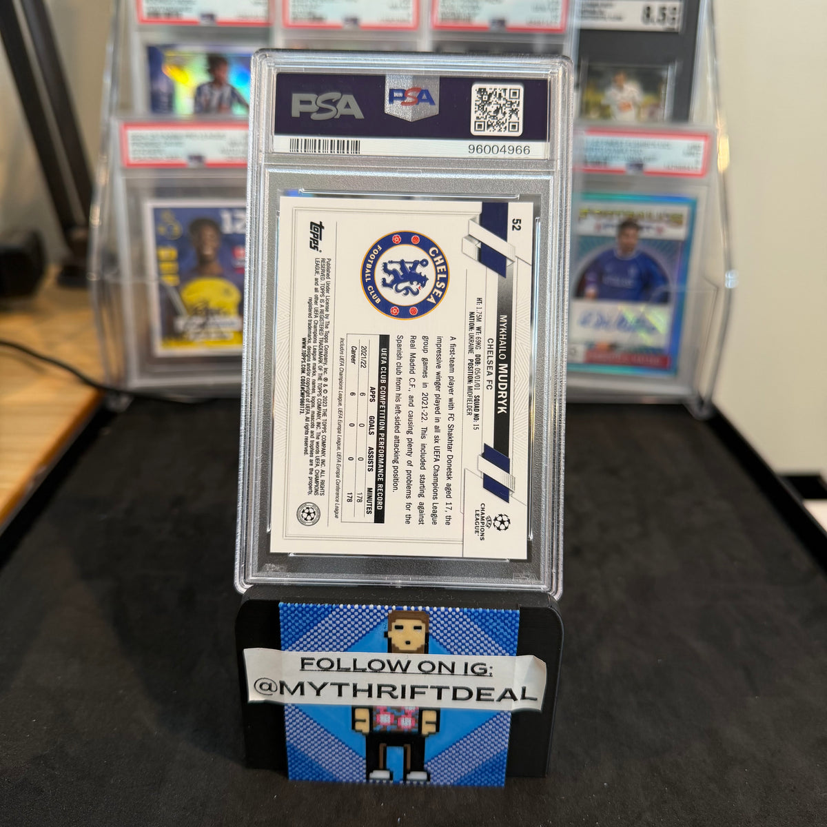 2022-23 Mykhailo Mudryk Chelsea Topps UEFA Pulsar Refractor RC PSA 10 Card