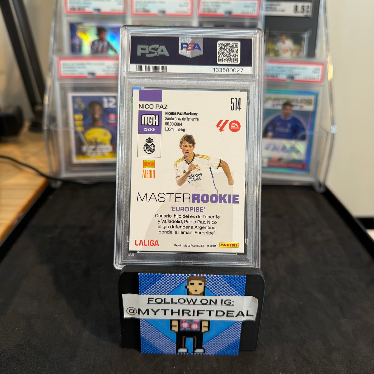 2023 Nico Paz Real Madrid Panini Megacracks La Liga EA Sports Master Rookie PSA 7 Card