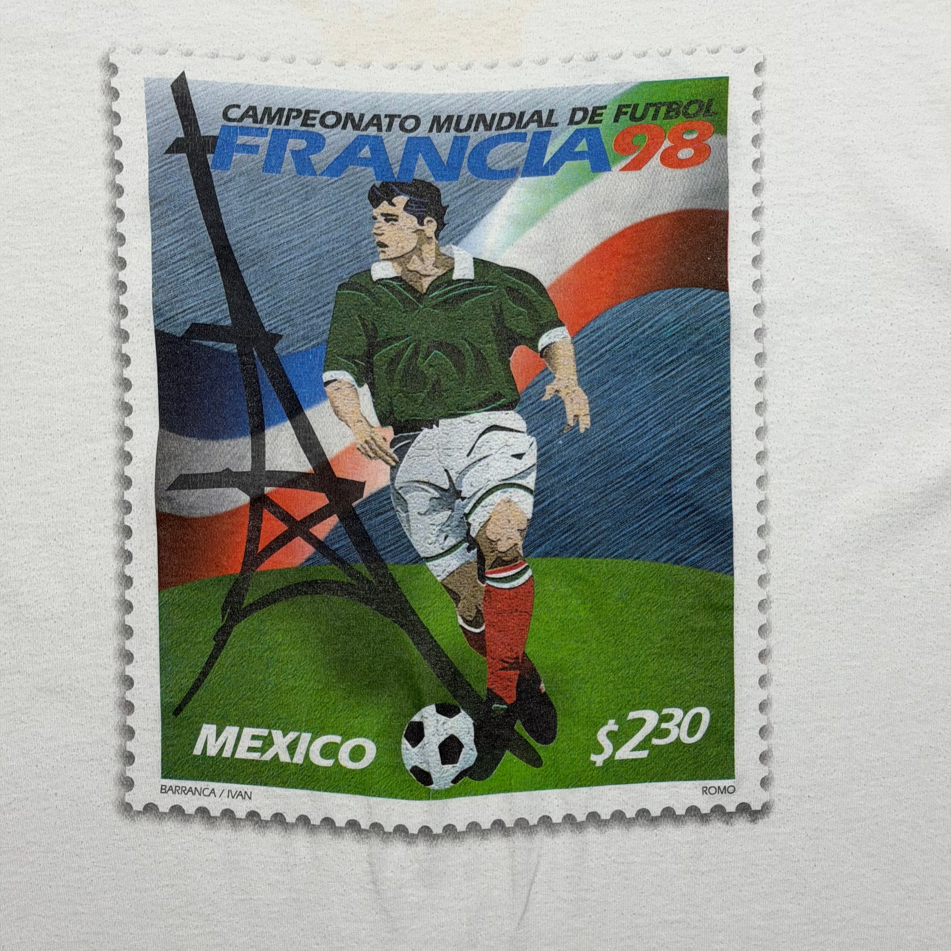 1998 France Mexico World Cup Postage Stamp Eiffel Tower