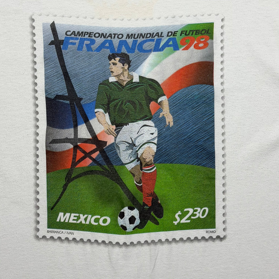 1998 France Mexico World Cup Postage Stamp Eiffel Tower