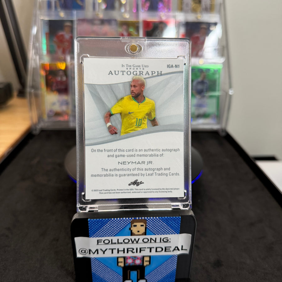 2025 Neymar Jr Brazil Autograph Game Worn Patch Jersey Match Bookend Triple Match /10 Card Leaf (10/10)