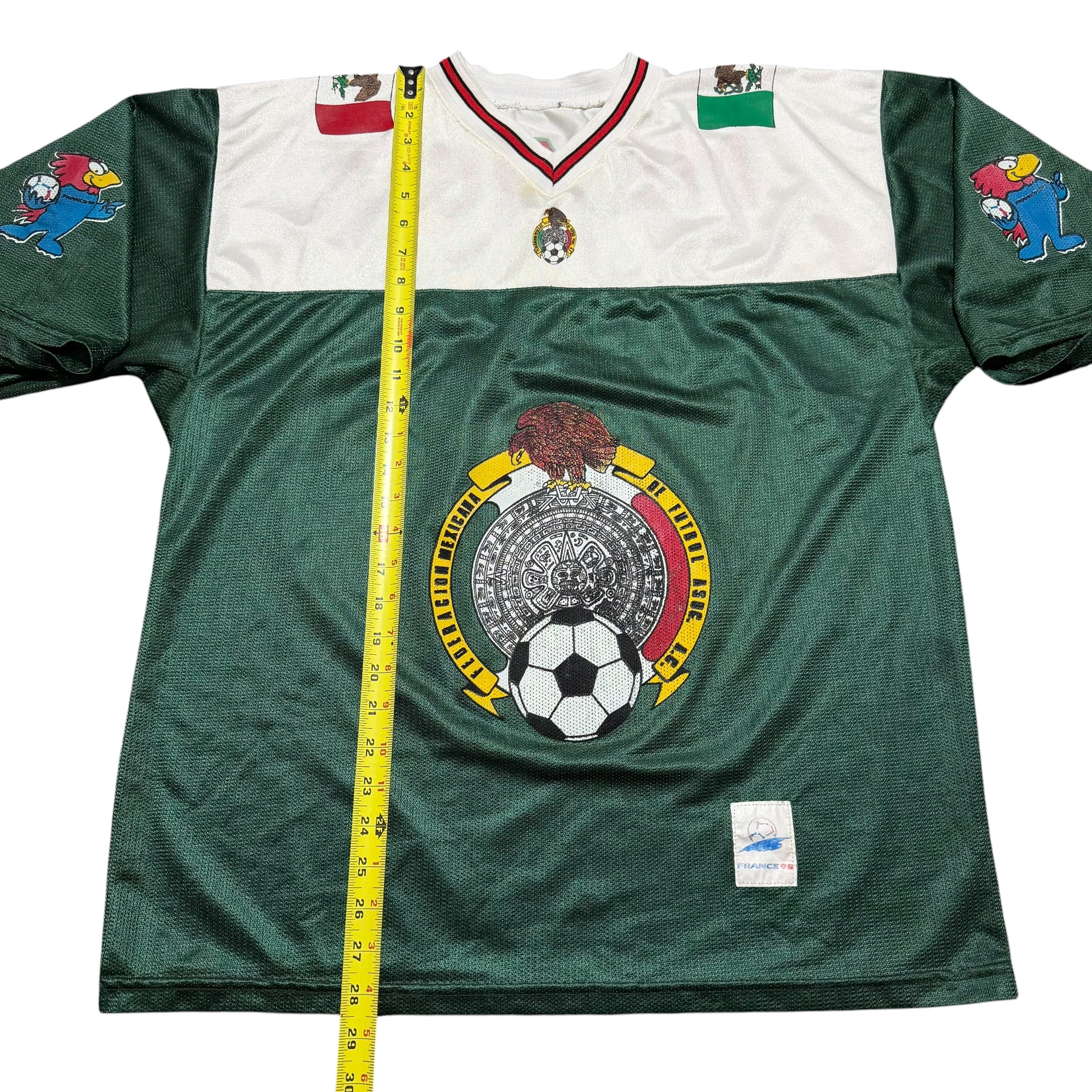1998 France World Cup Mexico Logo Footix Mexican Flag Jersey