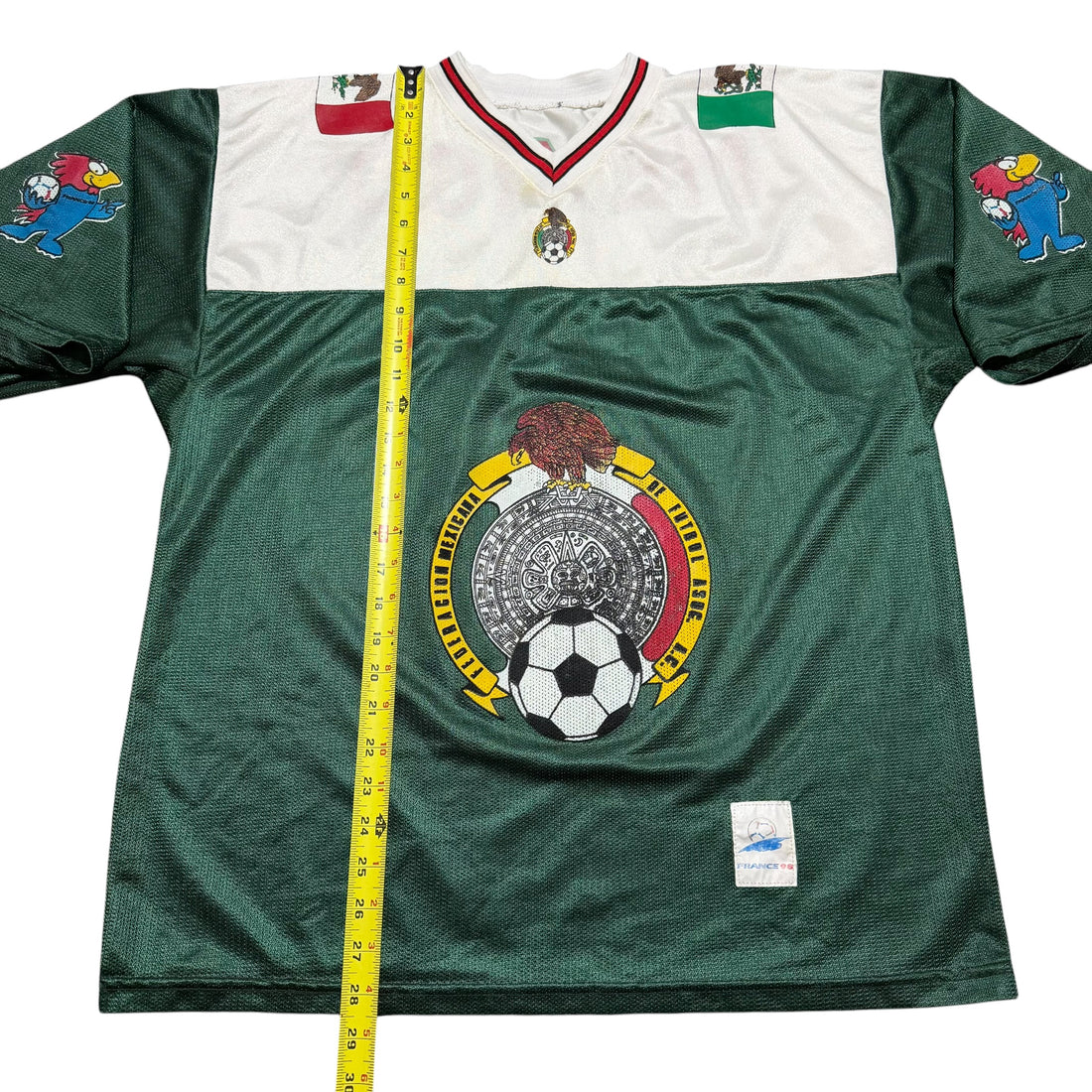 1998 France World Cup Mexico Logo Footix Mexican Flag Jersey