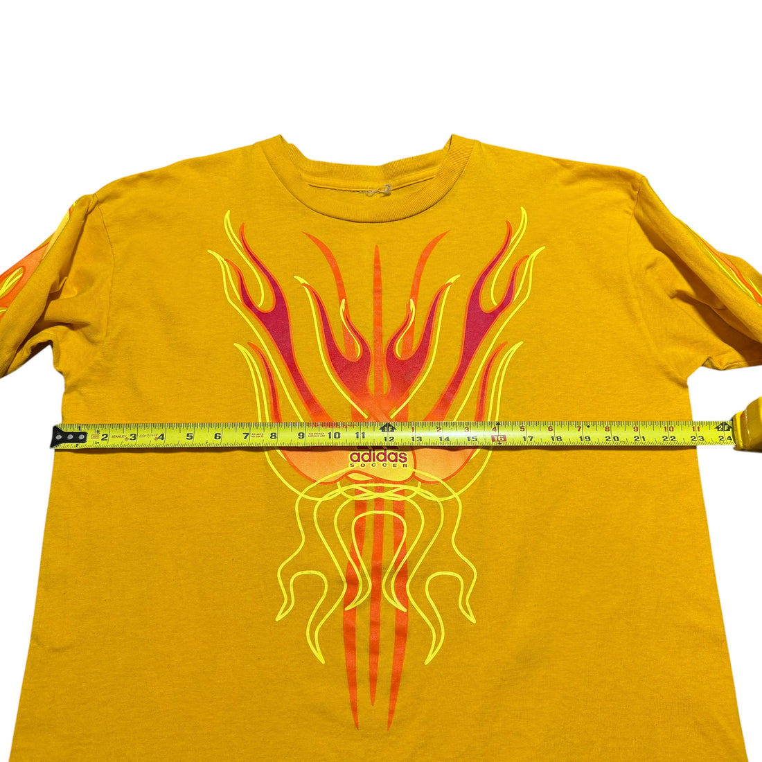 2000s Adidas Soccer Flames Harley Style Yellow Longsleeve