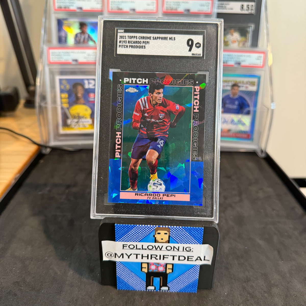 2021 Ricardo Pepi Topps Chrome MLS Sapphire Pitch Prodigies FC Dallas SGC 9 Card