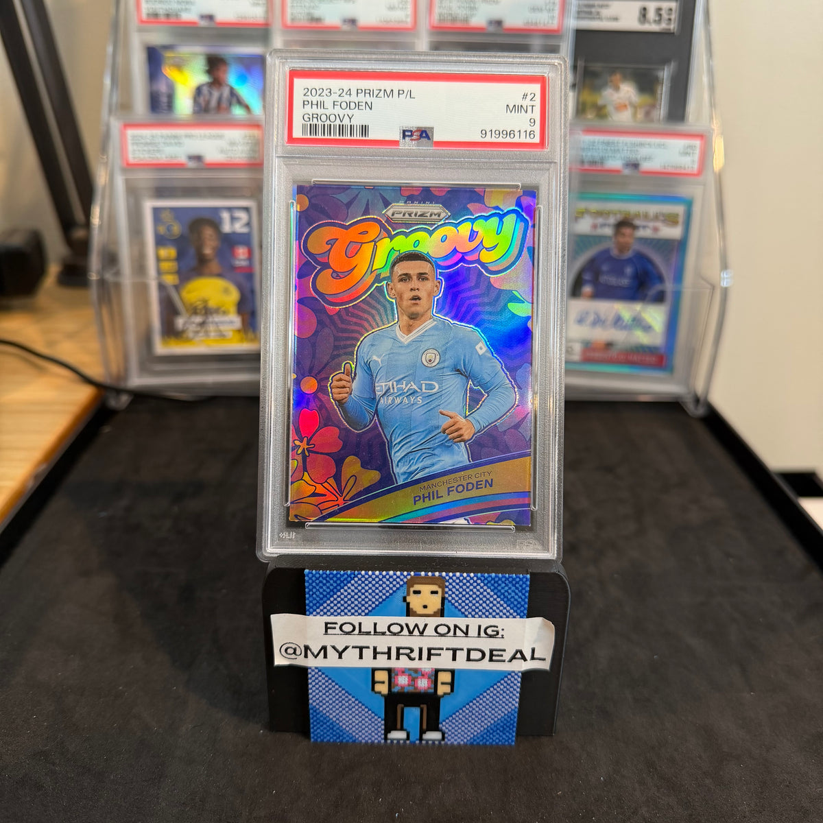 2023-24 Phil Foden Manchester City Panini Prizm EPL Groovy SSP Case Hit PSA 9 Card
