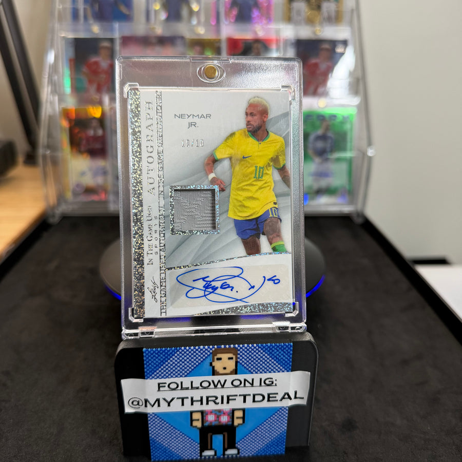 2025 Neymar Jr Brazil Autograph Game Worn Patch Jersey Match Bookend Triple Match /10 Card Leaf (10/10)