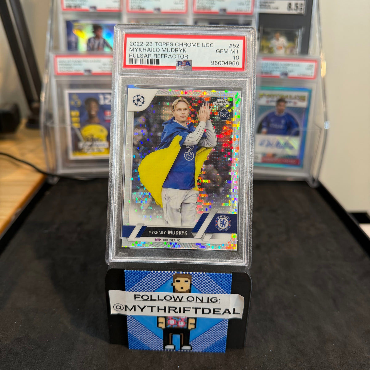2022-23 Mykhailo Mudryk Chelsea Topps UEFA Pulsar Refractor RC PSA 10 Card