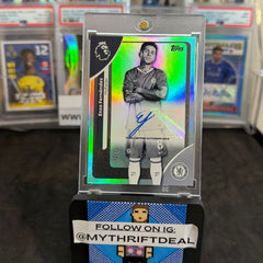 2025-26 Enzo Fernandez Chelsea Topps Premier League Black & White Rainbow Foil Autograph /75 Card (72/75)