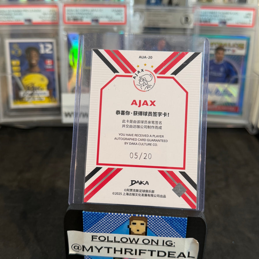 2025 Mika Godts Ajax Eredivisie Autograph /20 Card Daka (05/20)