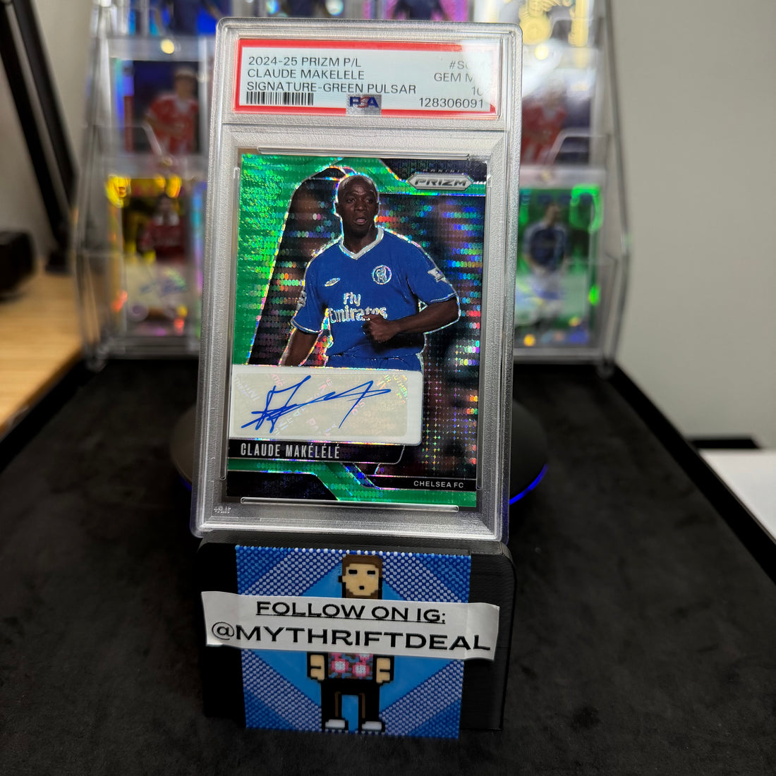 2024-25 Panini Prizm Claude Makelele Chelsea EPL Autograph PSA 10 Green Pulsar Pop 1 Card