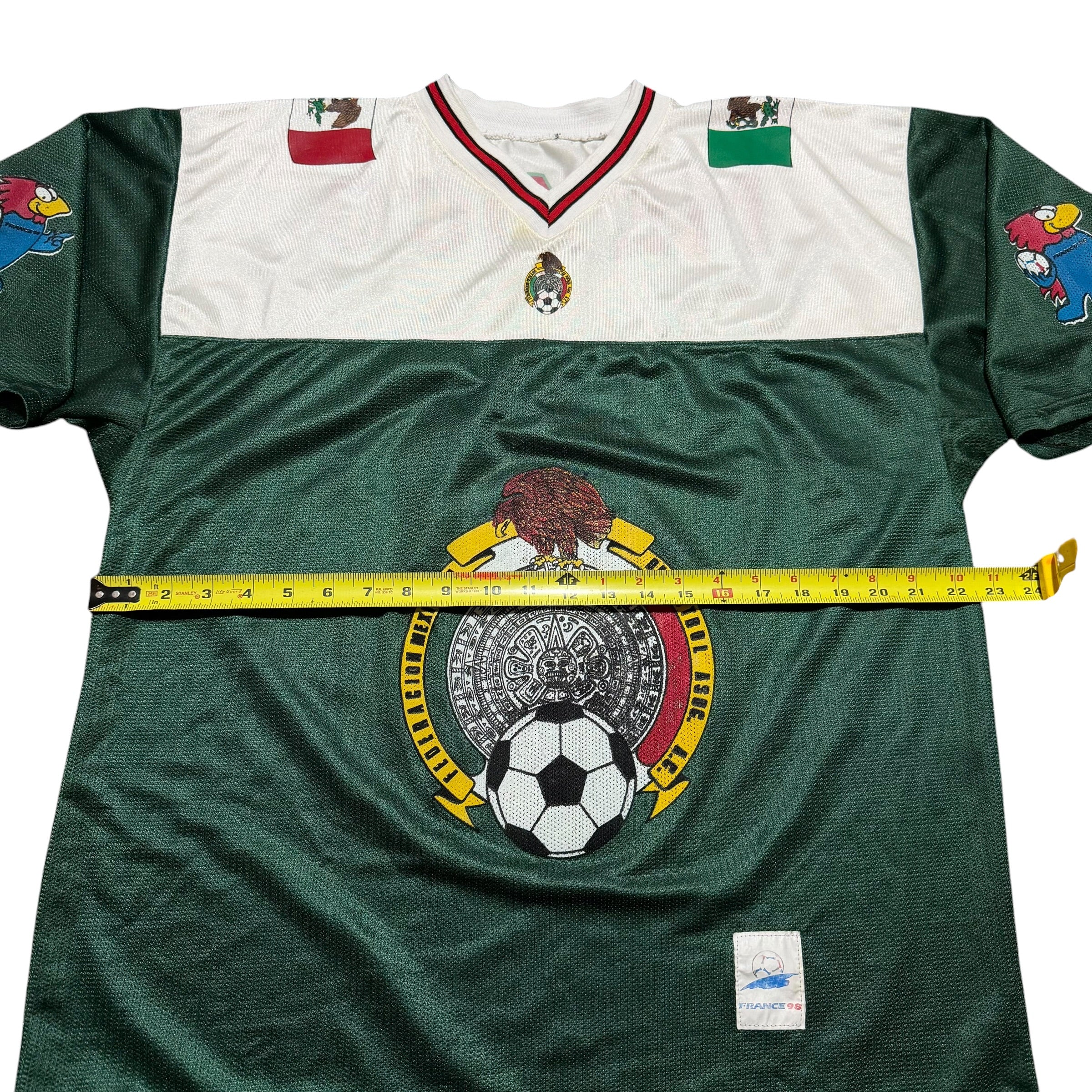 1998 France World Cup Mexico Logo Footix Mexican Flag Jersey