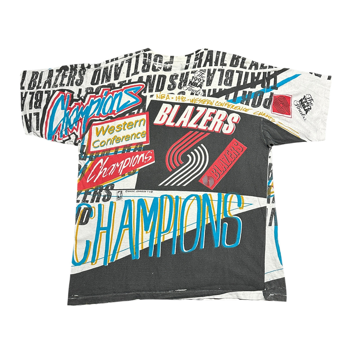 1992 Magic Johnson Portland Trailblazers Champions NBA AOP
