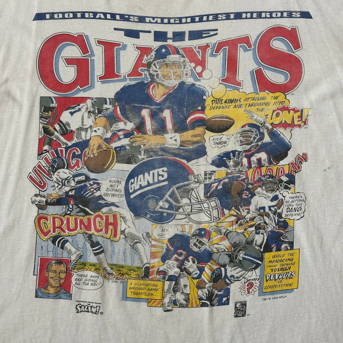 1993 Salem Sportswear New York Giants Comic Cartoon NFL