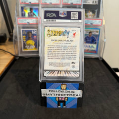2024-25 Mohamed Salah Liverpool FC Topps Finest UEFA Symphony Blue Refractor /150 PSA 8 Pop 1 Card (85/150)