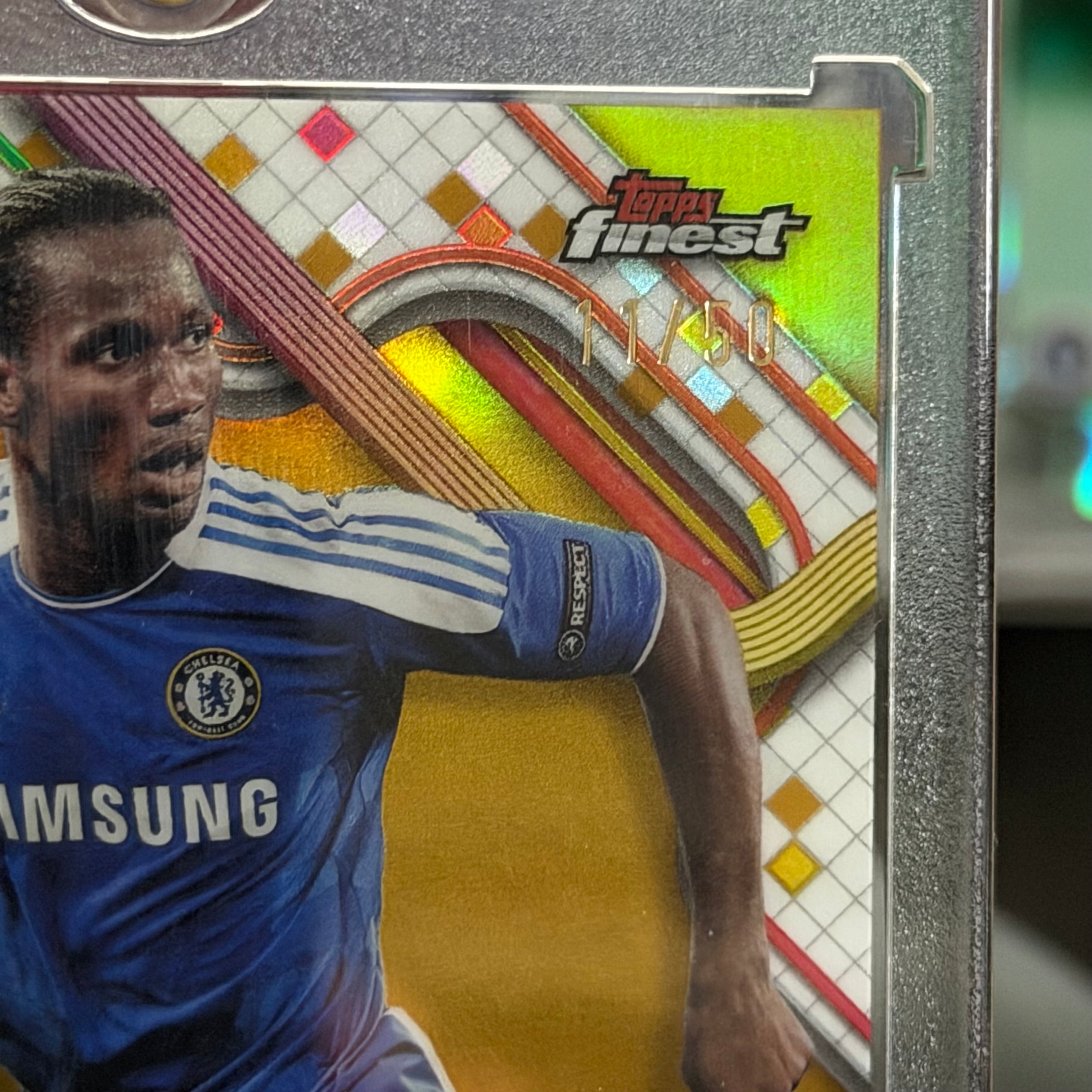 2025 Topps Finest Didier Drogba Chelsea EPL Jersey Number Match Autograph /50 Card (11/50)