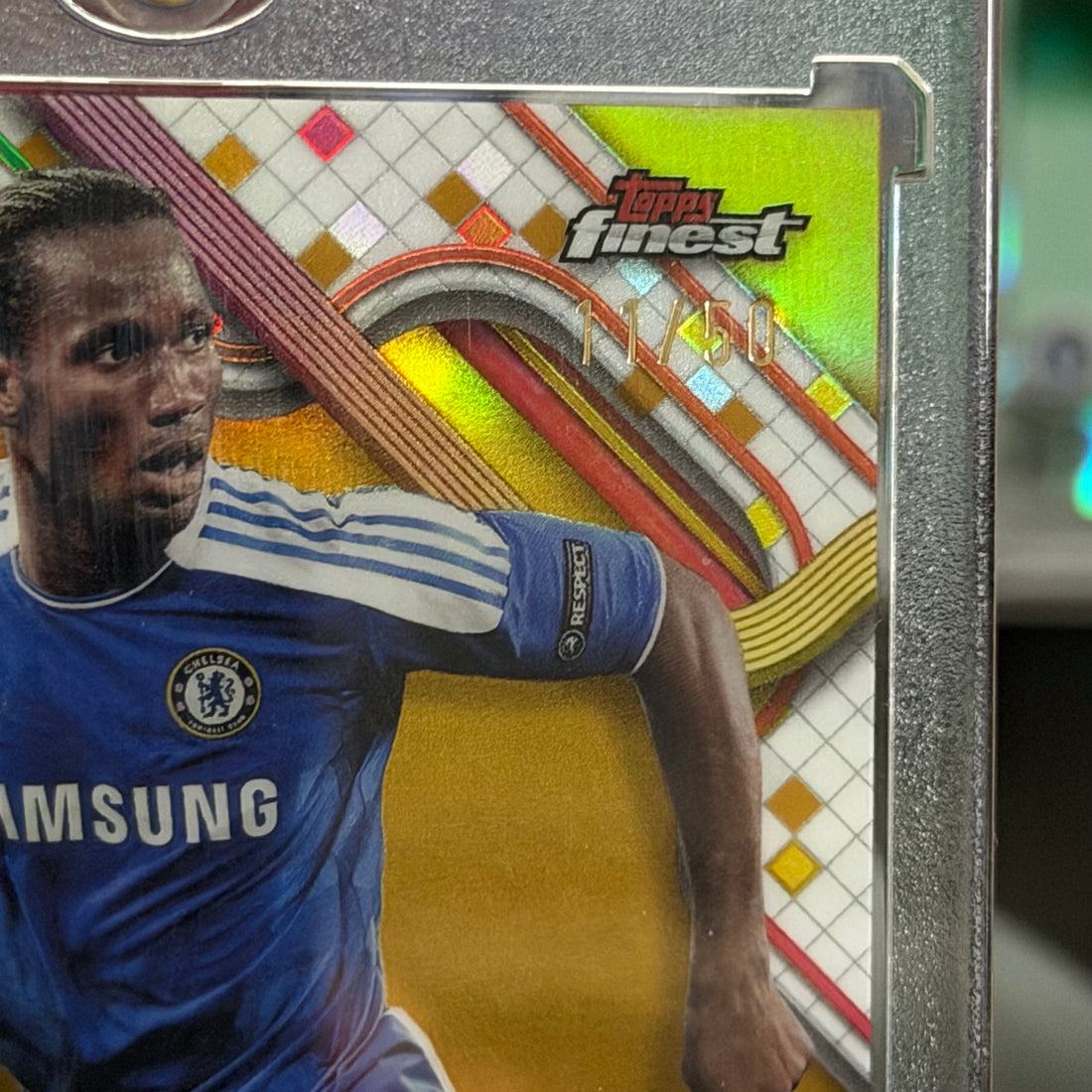 2025 Topps Finest Didier Drogba Chelsea EPL Jersey Number Match Autograph /50 Card (11/50)