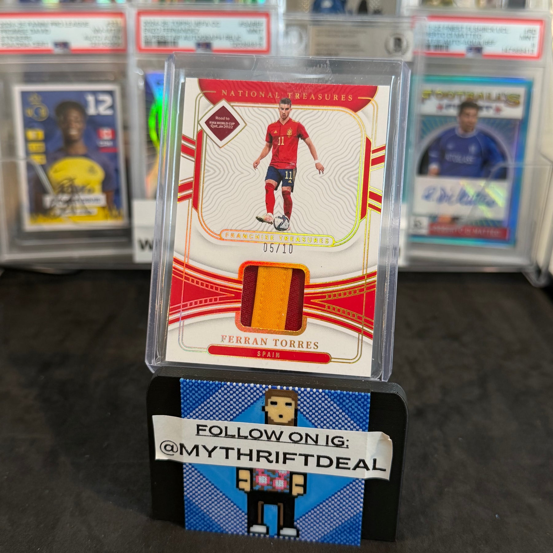 2022 Ferran Torres Spain Panini National Treasure Road to FIFA World Cup Dual Color Patch /10 Card (05/10)